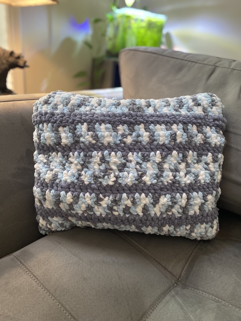 Crochet Blue Pillow